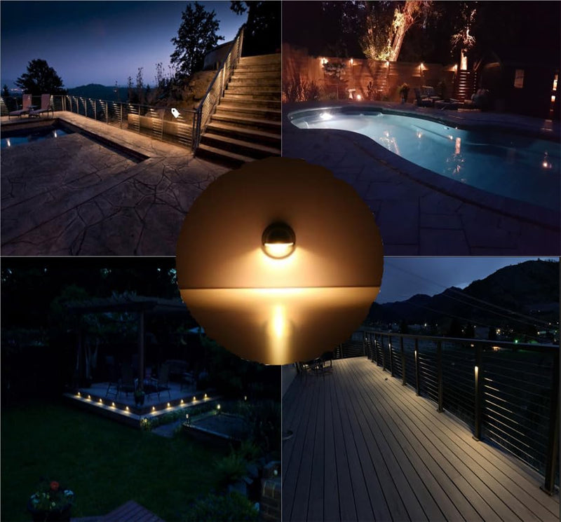 FVTLED Pack of 6 Warm White LED Deck Lights kit Φ1.38 Outdoor Garden Yard Decoration Lamp Recessed Pathway Step Warm White LED Lighting, Black 6pcs Warm White (Black)