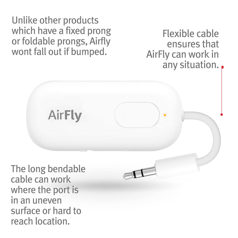 Twelve South AirFly Pro Deluxe | Bluetooth Wireless Audio Transmitter/Receiver for up to 2 AirPods/Wireless Headphones Use with 3.5mm Audio Jack; International Headphone Adapter & Travel Case White