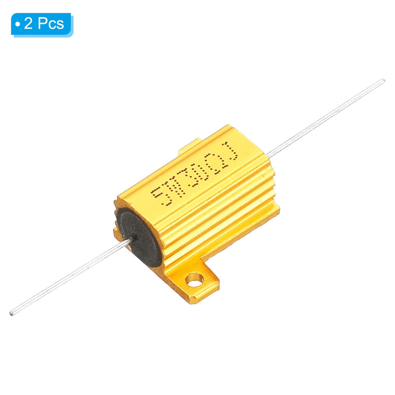 PATIKIL 2pcs 5W 30ohm Aluminum Case Resistor Housing Wire Resistors Screw Tap Power Resistor Gold Tone 30 Ω