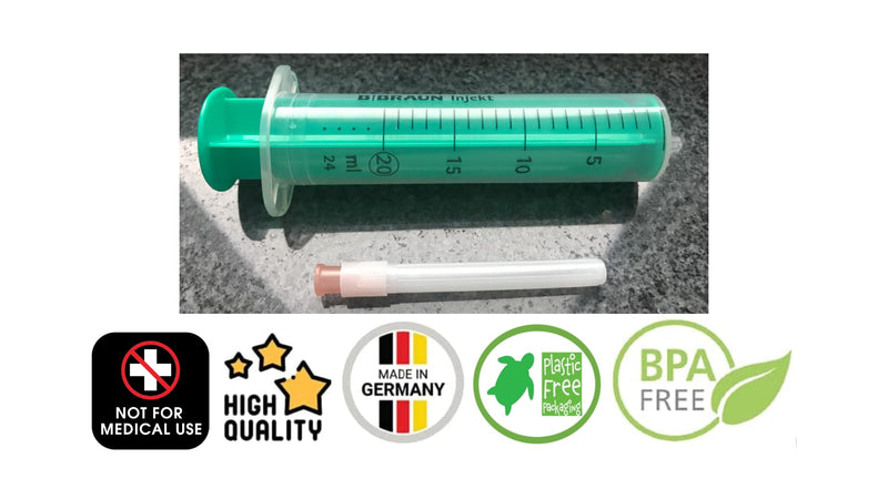 Set of 1, 2 or 3 Syringes 20 ml Laboratory Syringes Liquid Syringe Hobby Syringe with Blunt Needle/Cannula for E-Liquid Aroma Hobby and Home Work (Set 1 x 20 ml) Set 1x 20ml
