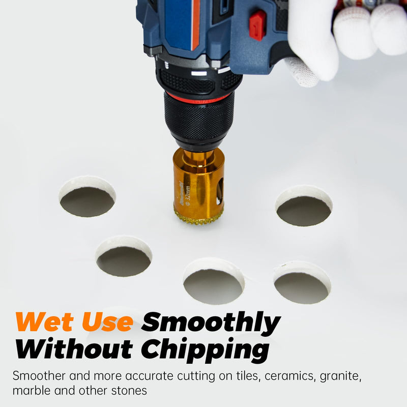 5" Serrated Diamond Hole Saw with 2Pcs Removable Pilot Bits, Easy-Align for Precise Drilling in Porcelain, Ceramic, Granite, and Marble (5" Diamond Bit for Tile) 130mm | 5"
