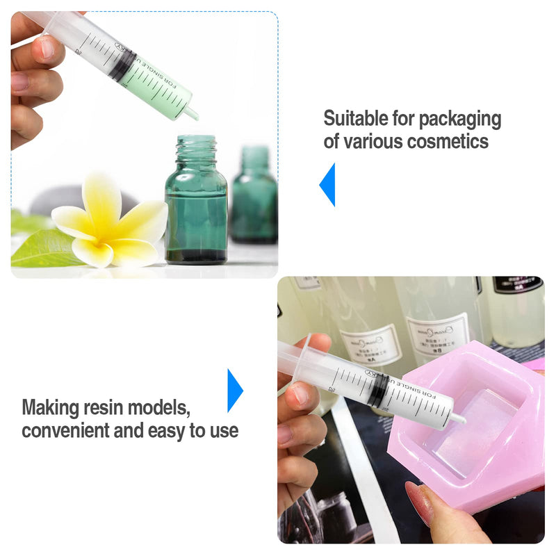 20 ml syringes 8 packs, slanted mouth plastic syringe, disposable syringes with cap, individually packaged sterile syringes for animal feeding, liquid measurement syringes for lab cosmetics motor oil