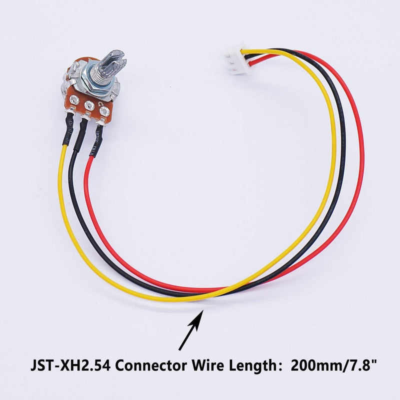 Taiss Pack of 3 1K Ohm Linear Taper Rotary Potentiometer WH148 B1K 3 Pin with XH2.54-3P Connection Cable + Black Button Cover Cap 148-1k-BKL