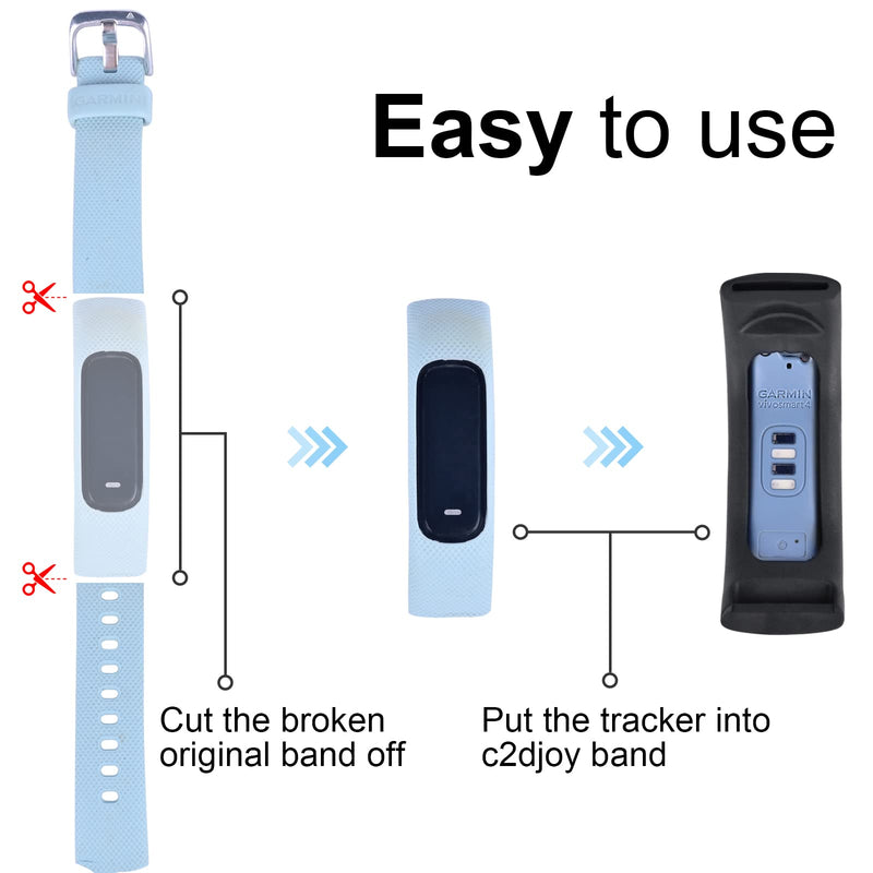Strap TPU Wristband Compatible with Garmin vivosmart 4,Make Broken Original Band Work again Large Black