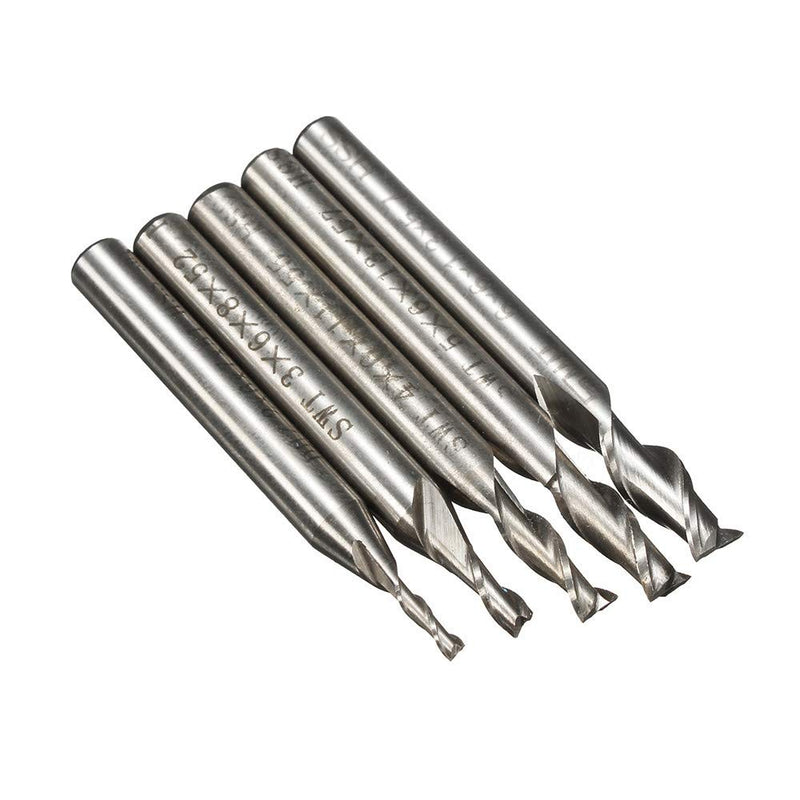 ChaRLes 5 pieces 2 flute 2/3/4/5/6 mm 6 mm shank cutter HSS end mill CNC engraving bit