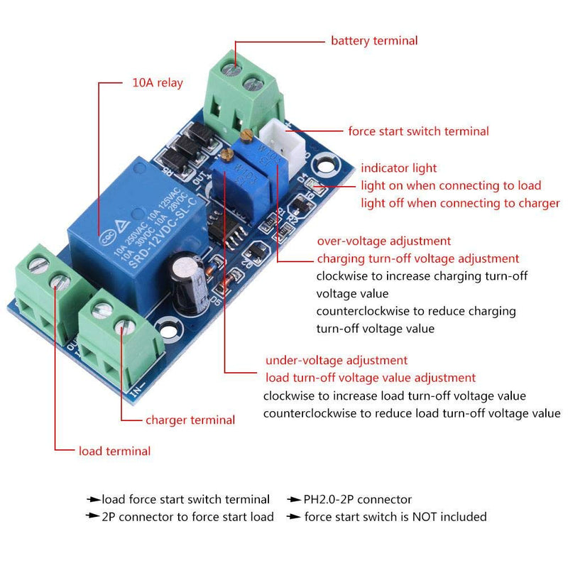Undervoltage interruption module, 12V battery undervoltage interruption module, automatic battery charge protection board undervoltage control module