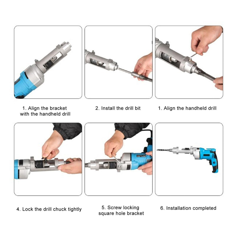 Ejoyous Square Drill Adapter, Square Holes Drill Adapter Holder Square Drill Stand for 38 mm - 43 mm Bench Drill Hand Drill Precise Drilling