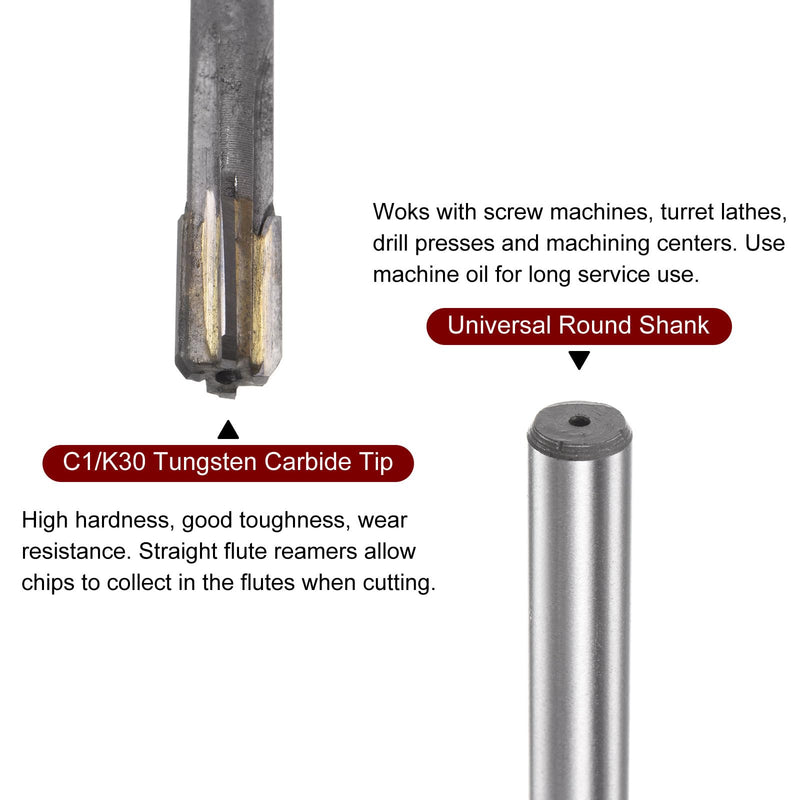 sourcing map Carbide Reamer 8.8 mm, 4 Blades, H8/H7 Accuracy, Sandblasting Coating Machine Reamer for Metal Wood Hole Reamer, Straight Groove High Speed Steel Tool 8.8mm