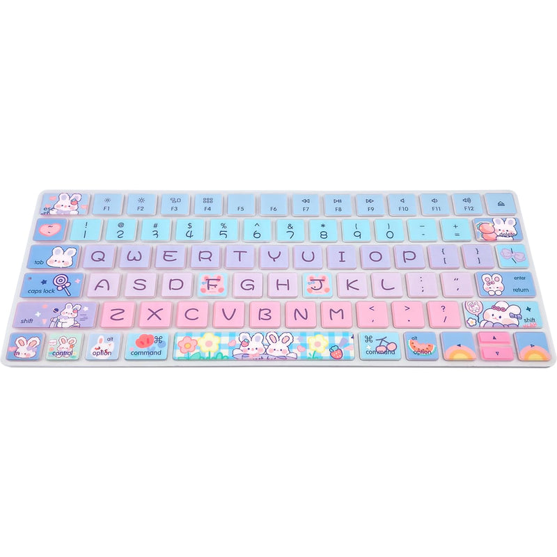 Keyboard Cover Skin for Apple iMac Wireless Magic Keyboard 2nd Gen (Model: A1644 MLA22LL/A) Without Numeric Keypad, Cute Silicone Skin Protector, Cute Bunny
