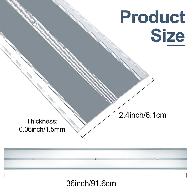 Aluminum Metal Door Threshold, Floor Transition Strip, 36'' L x 2.4'' W x 0.1'' H, Flat-Profile Threshold, Flooring Gaps Carpet Vinyl Wood, Stylish Doorway Transition Draft Protection (Grey) 1pc-36 x 2.4 x 0.1 in Grey