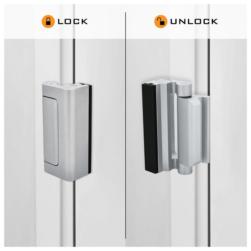 "HardwareX Supply Door Reinforcement Lock, Privacy Door Latch Harden Construction 3"" Stop Childproof, Satin Nickel (2 Pack)" 2 Pack