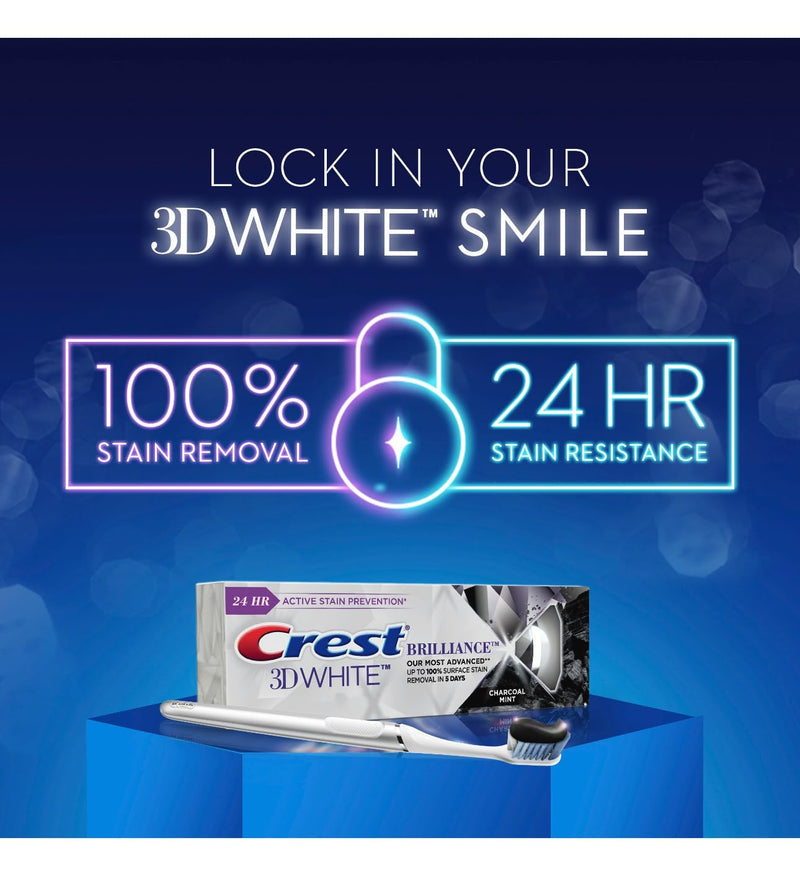 Crest 3D White Brilliance Charcoal Toothpaste 1.95 Ounce (Pack of 2)
