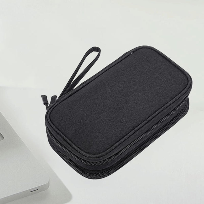 Electronics Organizer Travel Bag, Small Cable Organizer Case Waterproof Accessories Pouch, Travel Electronic Carrying Case for Cord, Charger, Phone, USB, Power Bank, Earphone (Black, Medium) Black
