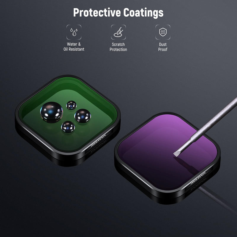 NEEWER ND & CPL Filter Set Compatible with Insta360 Ace Pro, ND16 ND32 ND64 CPL 4 Pack Action Camera Accessories Polarizer Neutral Density Filters with Multi Coated Optical Glass & Slim Aluminum Frame