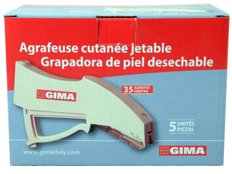 Gima - Sterile Disposable Skin Stapler, Stainless Steel Staple, Pack of 5 35 Staple Pieces