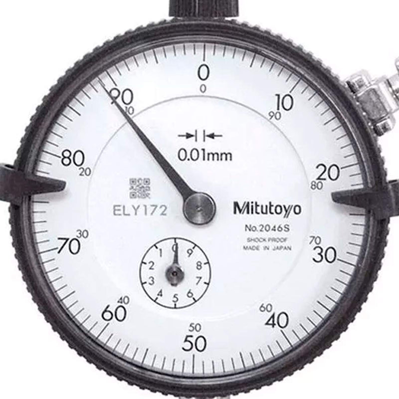Mitutoyo 2046S, 0.01mm X 10mm Dial Indicator, 0-100, Lug Back, Series 2, 8mm Stem | Lug Back, Series 2, 8mm Stem