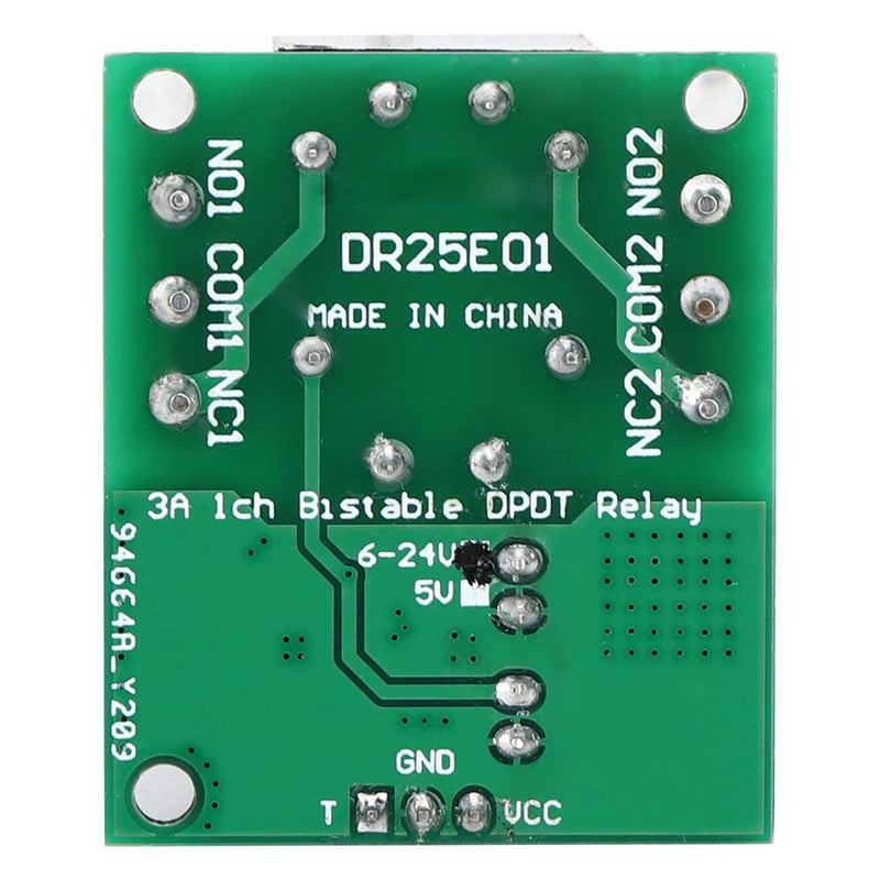 DC 6-24V 5A DPDT Relay Module Switch DR25E01 Stable Double Pole Self-Locking Double Swivel Bistable Relay Board High Safety for LED Motors(DC6-24V) Dc6-24v