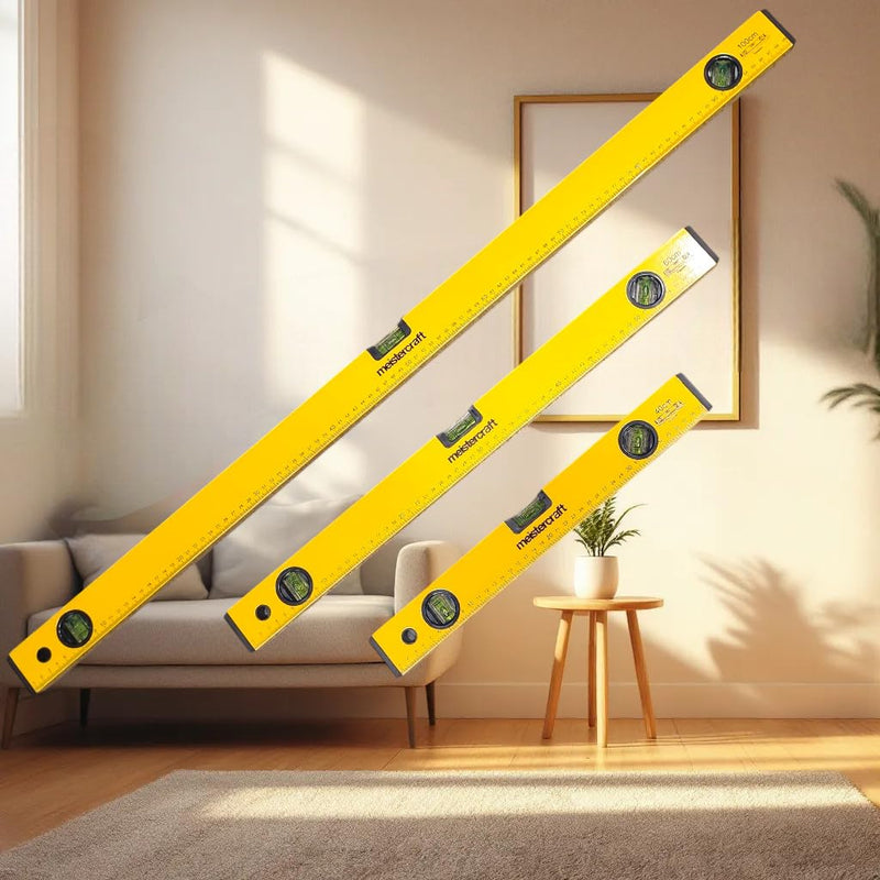 Spirit Level Set with 3 Vials, 1x 1000 mm, 1x 600 mm, 1x 400 mm Set