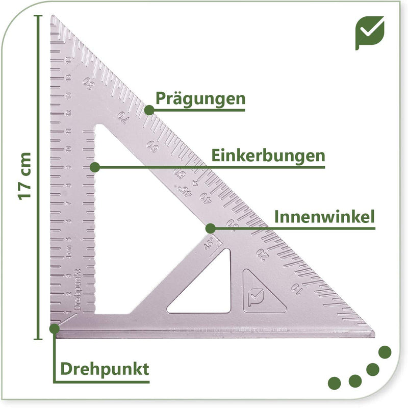 Stop square Aluminum square in centimeter version Universal angle Leg length: 17.5 cm (wood and metal processing)