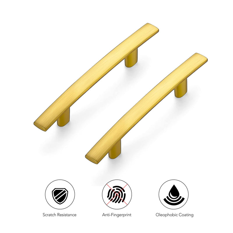 Ravinte 10 Pack Cabinet Handles Brushed Brass Cabinet Pulls Kitchen Cabinet Handles,Curved Drawer Pulls in 5-3/16 Inch Length with 3 Inch Hole Center Arch Kitchen Cabinet Hardware