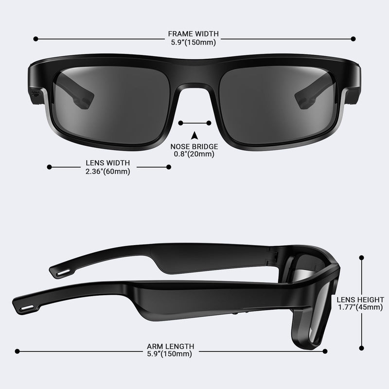 Smart Glasses, Polarized Bluetooth Sunglasses, Built-in Mic & Speakers, Voice Assistant, UV Protection Audio Sun Glass M8 Pro-black Lens