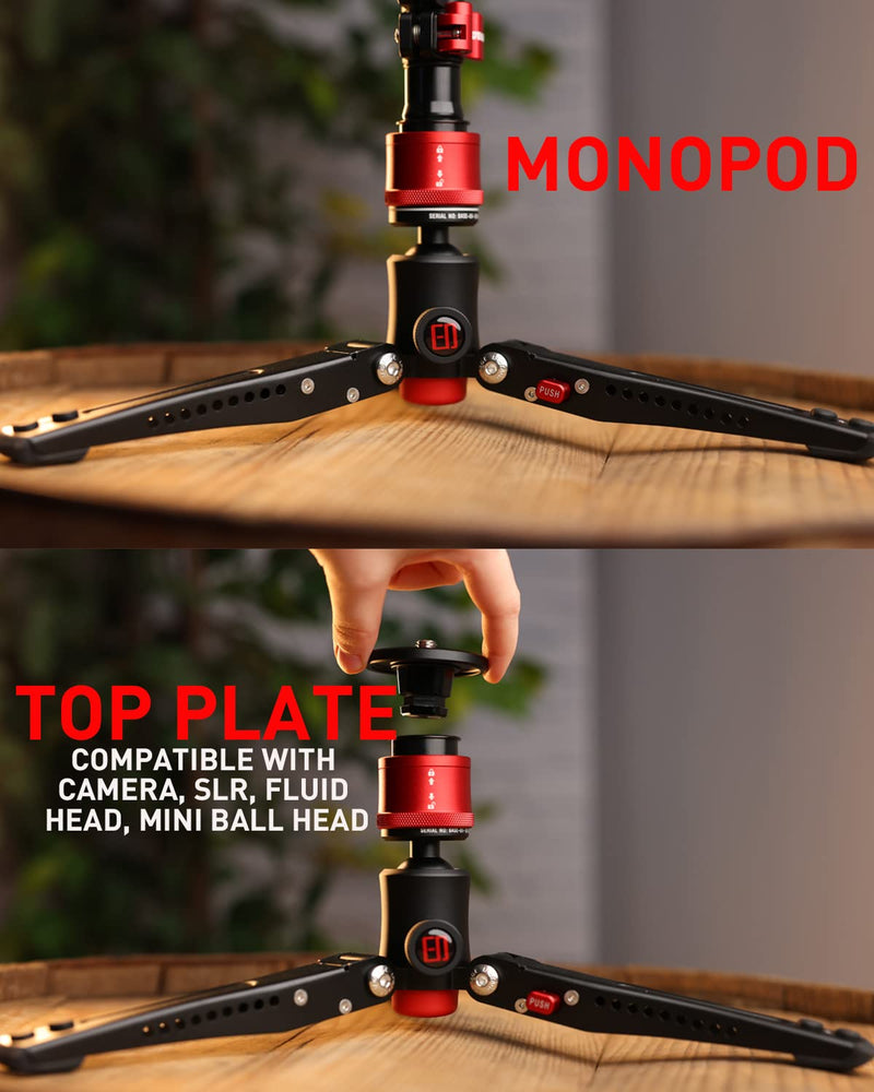 IFOOTAGE Cobra 3 Monopod Base,10" Desktop Mini Tripod,Small Camera Tripod for,Monitor,Phone Holder Clip,Mini Ball Head,LED Flash,1/4"&3/8" Automatic Switching Screw,Load up to 17.64lb/8kg Standard Base Version