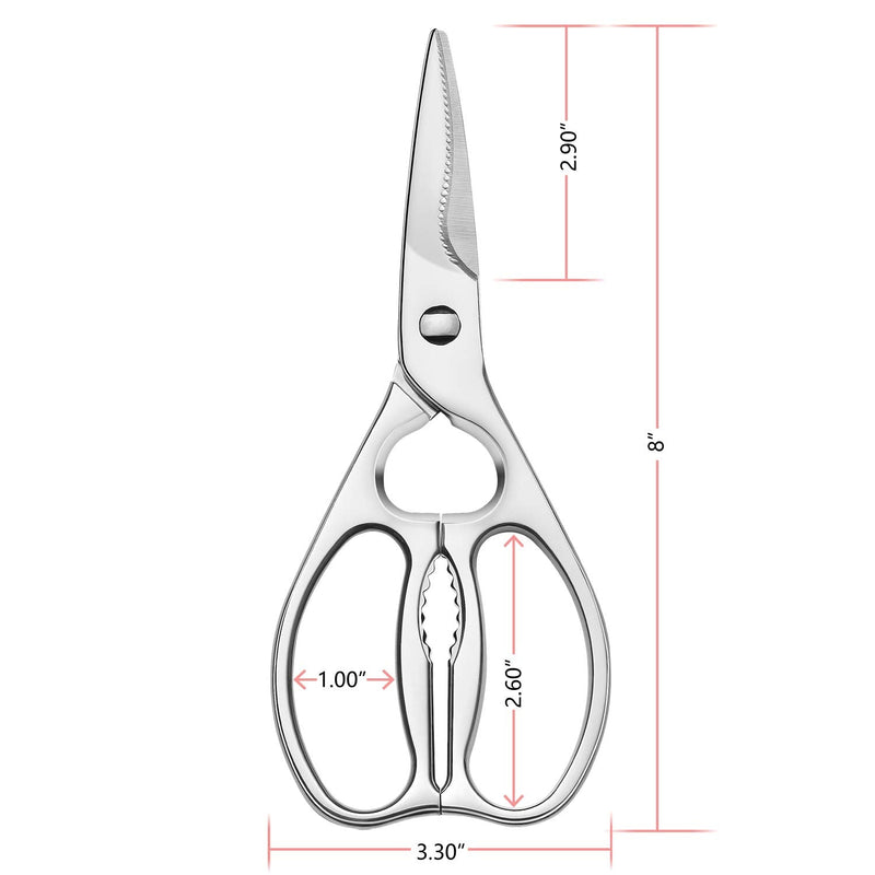Come Apart Kitchen Shears by WELLSTAR, Multi-purpose Heavy Duty German Stainless Steel Food Scissors for Cutting Meat Poultry Chicken Vegetable, Durable One Piece Construction, Mirror Finish