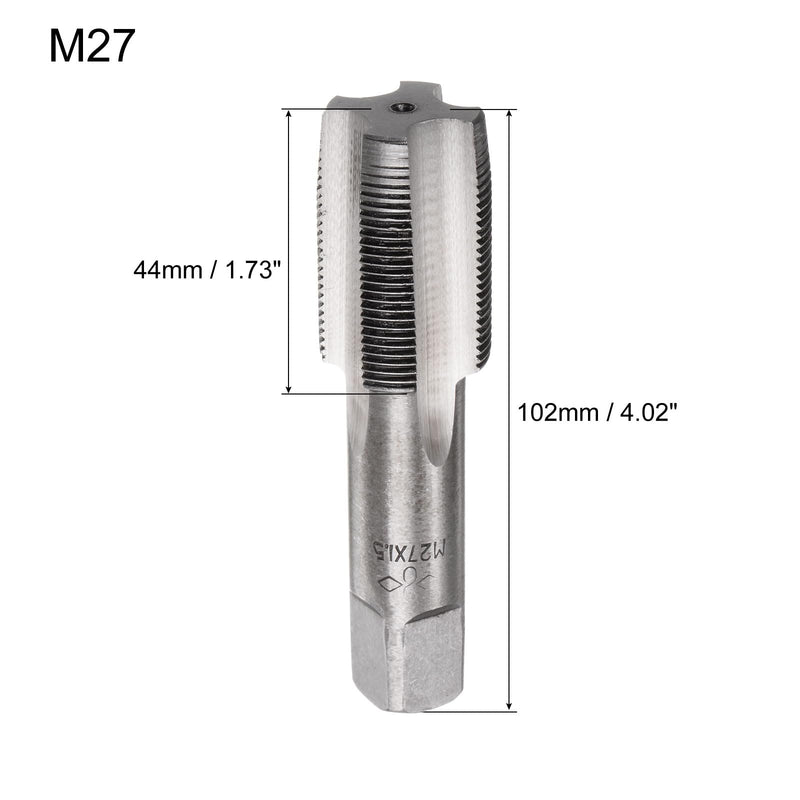 uxcell Metric Hand Tap M27 Thread 1.5 Pitch 4 Straight Flutes H2 Alloy Tool Steel Bottom & Taper Screw Tap Set Tapping Tools for Repairing 1 Pair M27 x 1.5