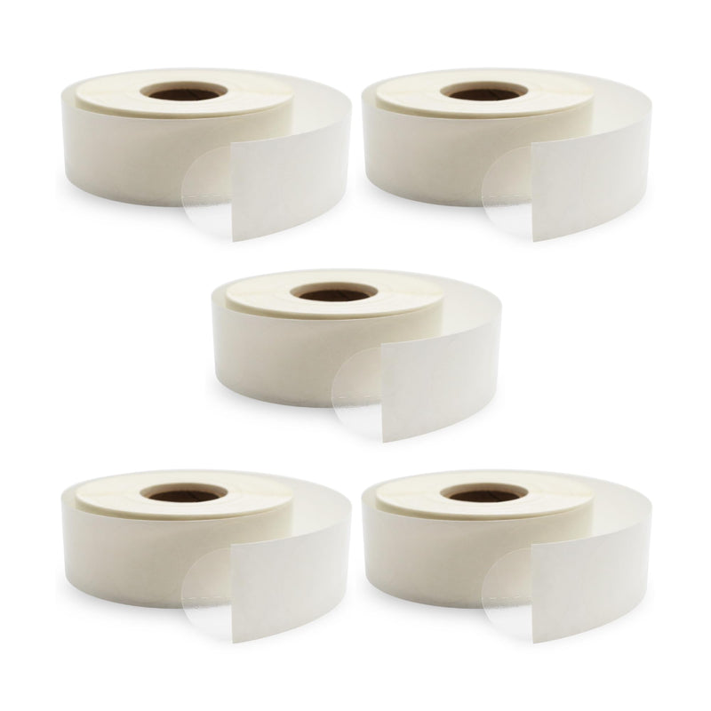 ChromaLabel 1-Inch Clear Sealing Labels, Library Supply Envelope Seal, Mailing Round Stickers – 1,000 Stickers per Roll, Perforated – Pack of 5