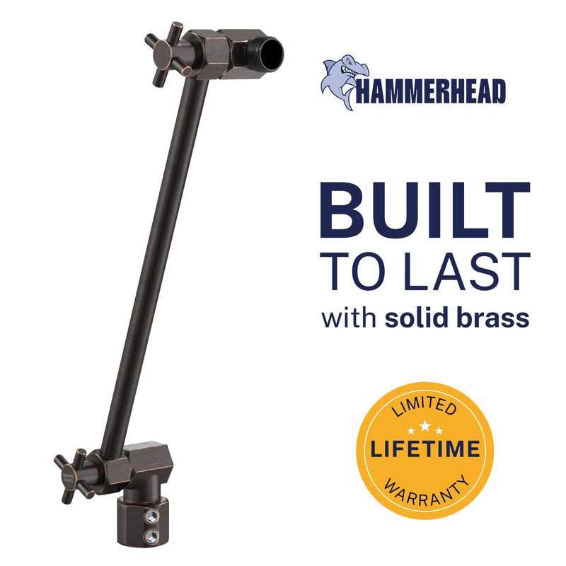 HammerHead Showers® Solid Metal 12-Inch Adjustable Shower Extension Arm – Raises Showerhead Height, Supports up to 10lbs – Oil Rubbed Bronze 12 Inches
