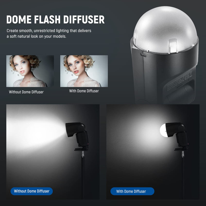 NEEWER Magnetic Dome Diffuser for Z1 Round Head Speedlite Flash, Magnetically Attached Flash Dome Light Modifier for Z1-S, Z1-N, Z1-C Speedlite, M12