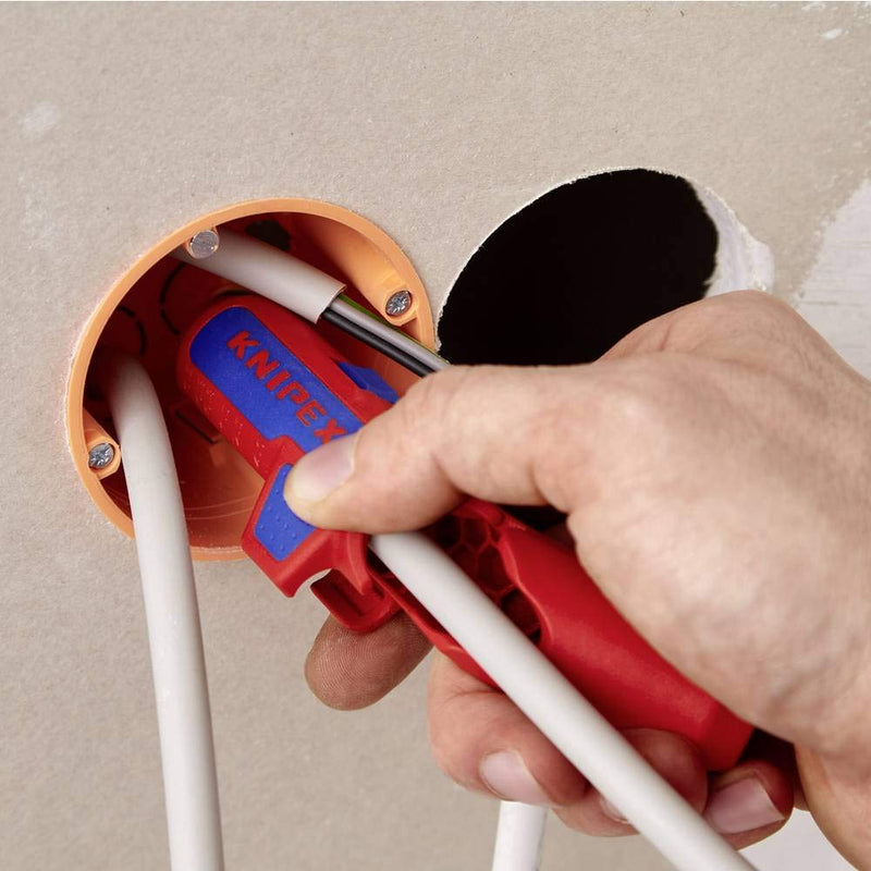 KNIPEX Ergostrip Universal Stripping Tool for Right-Handers, 135 mm, Round Cable, Coax Cables, Data Cables, Wire Stripper, 16 95 01 SB Right-Handed