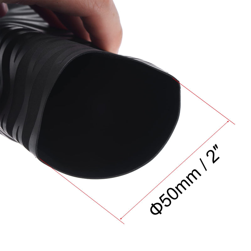 sourcing map Heat Shrink Tubing 50mm Diameter 77mm Flat 1.6ft 2:1 Ratio Black