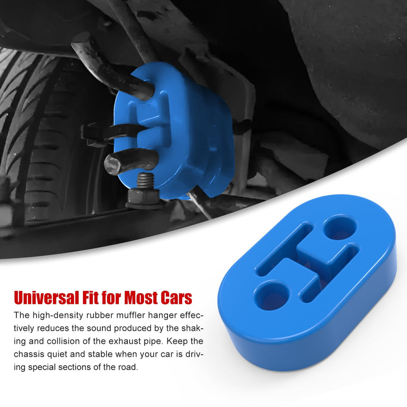 Exhaust Hangers Upgrade EPDM(More Durable than Rubber) Muffler Bushing Insulator Shock Absorbent Mount Bracket 2 Hole 12mm (73mm x 47mm x 21mm) Universal Fit - 4PCS (Blue) BLUE