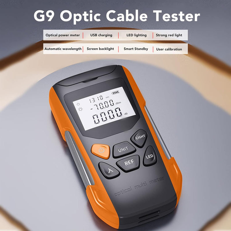 Optical Power Meter, 3-in-1 Optical Power Meter with RJ45 Tester, LED Light, OPM Fibre Optic Tester Fibre Optic Cable Testers with Universal FC/SC/ST Interface