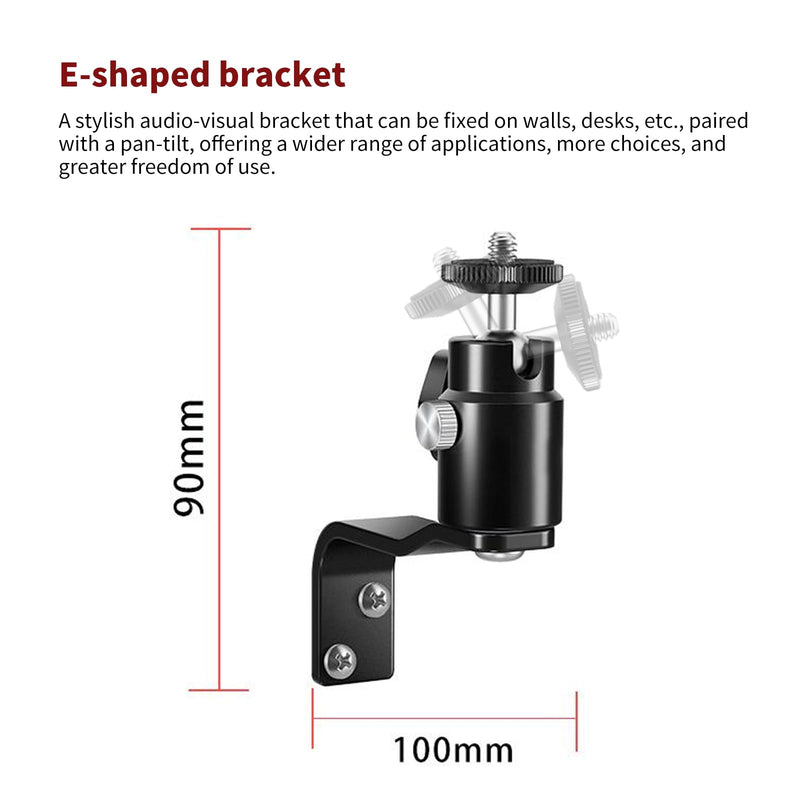 E Shape Adjustable Metal Camera Wall Mount,Speaker Wall Mount, with 1/4" Screw, 5/8" Stud, Indoor/Outdoor Mounting for Camera & Monitor & CCTV & Speaker & VR Base Station E Shape Wall Mount