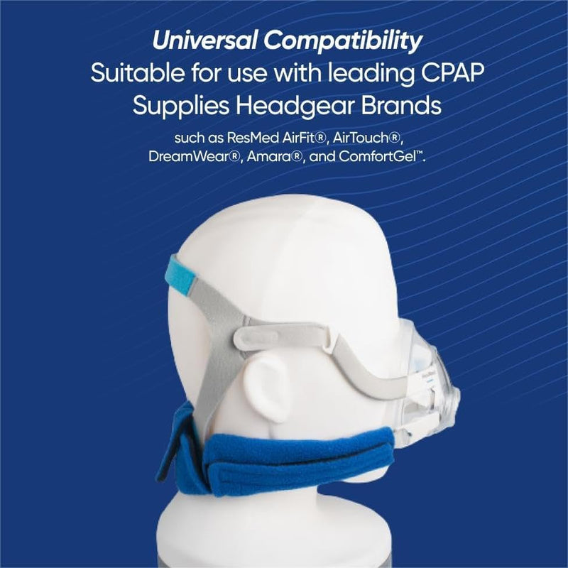 CPAP neck pad, CPAP mask headgear cover, premium sleep apnea mask neck pad - universal size for restful sleep - includes high-quality strap covers, face pads (blue)