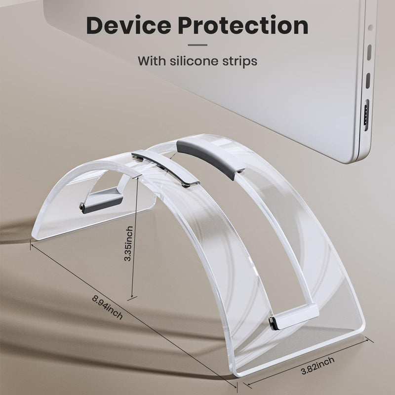 Acrylic Vertical Laptop Stand for Desk,Acrylic Invisible Desktop Notebook Dock,Vertical Laptop Holder Space-Saving Organizer for All MacBook, Surface, Samsung, HP, Dell Single Slot Clear