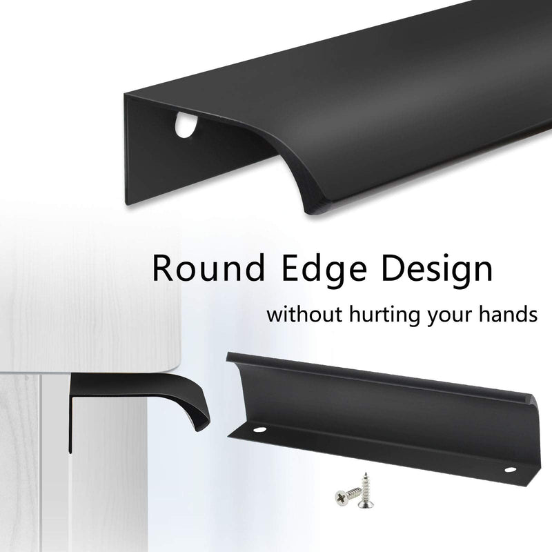 Black Back Mount Finger Edge Pull 300mm/11.8", Aluminum Hidden Handle Concealed Tab Pulls for Home Kitchen Living Room Door Drawer Cabinet (12Pcs) 300mm/11.8" - 12 PCS Black