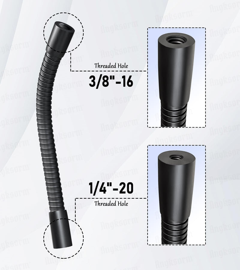 Heavy-Duty 9" Flexible Gooseneck Arm Extension Tube Bar Rod Kit Flex Mount with 1/4" & 3/8" Threads for Mobile Phones Cameras Mic Lighting and More Fits Most Stands Tripods Rigs Grips and Clamps 9 Inch