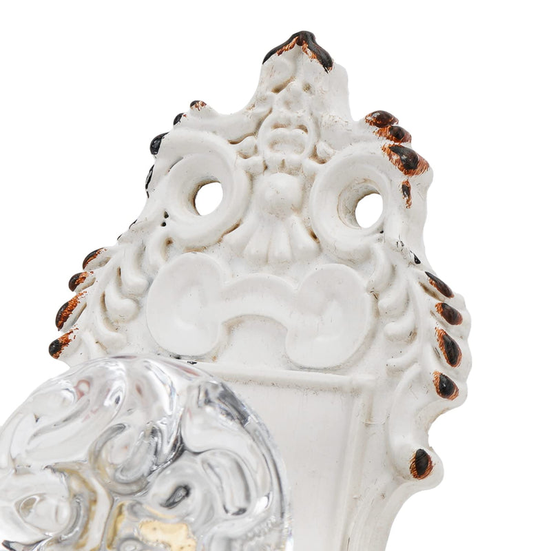 SOFFEE DESIGN 4pcs Vintage Cabinet Pull Drawer Handle, Distressed Closet Handle with Clear Resin Knob, Antique with Mounting Screws for Cupboard, Kitchen Furniture - White 4pcs White Short