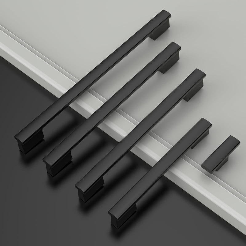 12 Pack Matte Black 4 Inch(102mm) Hole Center Kitchen Cabinet Handles Cabinet Pulls Kitchen Drawer Pulls Hardware for Cupboard Dresser Handles Bathroom 4 Inch Hole Center