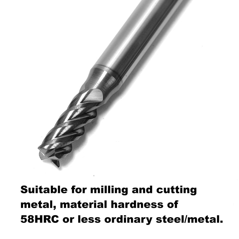 Ruimou 2-piece carbide end mill high-speed milling cutter 4 cutting edges (D 5 mm x L 50 mm), for cutting hardened metals with high hardness 58 HRC, CNC milling D 5 mm x L 50 mm