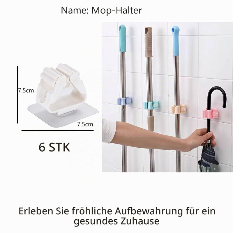 Broom Holder Wall Broom Holder Broom Holder Tool Holder Garden Tool Holder Stainless Steel Wall Mount for Mop, Broom, Shovel, Tools, Pack of 6 Plastic