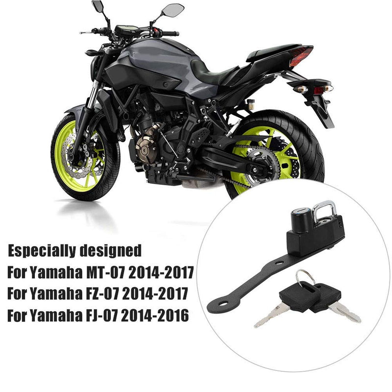 Motorcycle Aluminium Alloy Helmet Lock Kit Compact and Small Size Black Motorcycle Mount Hook Replacement for MT07 FZ07 2014-2017 FJ07 2014-2016