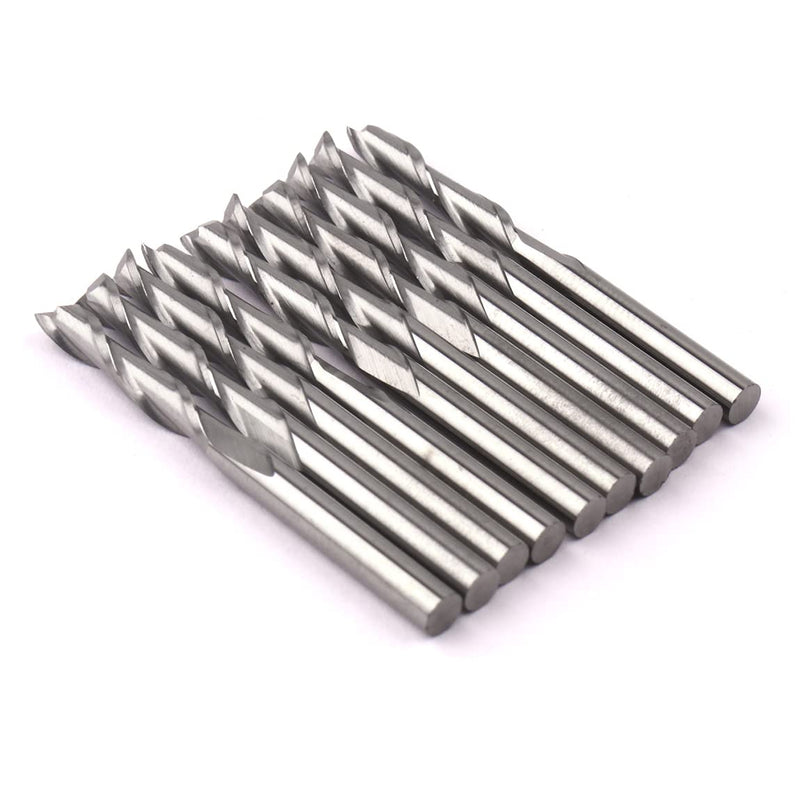 CBRIGHT 10pcs End Mill CNC Router Bits, 1/8" 3.175mm Shank 3mm Cutting Edge Milling Cutter Engraving Cutter including End Mill CNC Router Bits (10pcs Flat Head) 10 x Flat Head