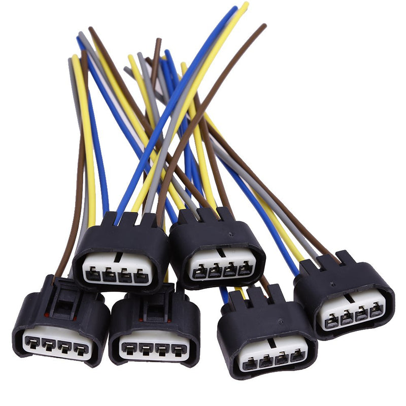 90980-11885 Ignition Coil Connector Plug Harness Replacement for Toyota Lexus 4-Way Female (Pack of 6)