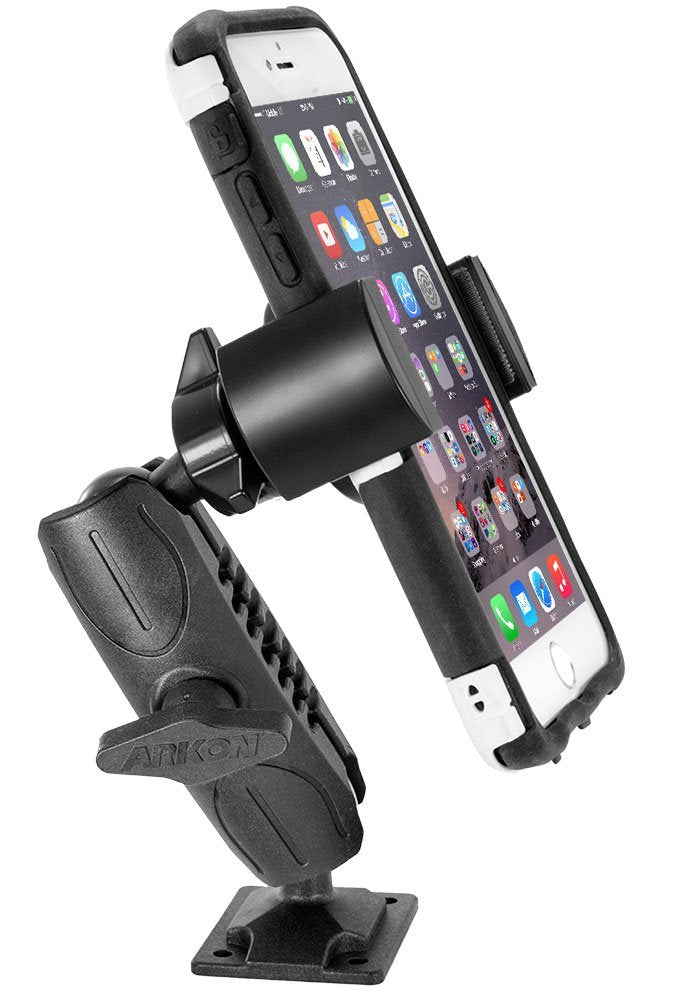 ARKON Mounts RoadVise Phone Holder with Drill Base and Adjustable Arm | Universal Phone Mount | Adjustable Arm | Strong Drill Base | Compatible with iPhone, Galaxy, Note, Pixel, and more