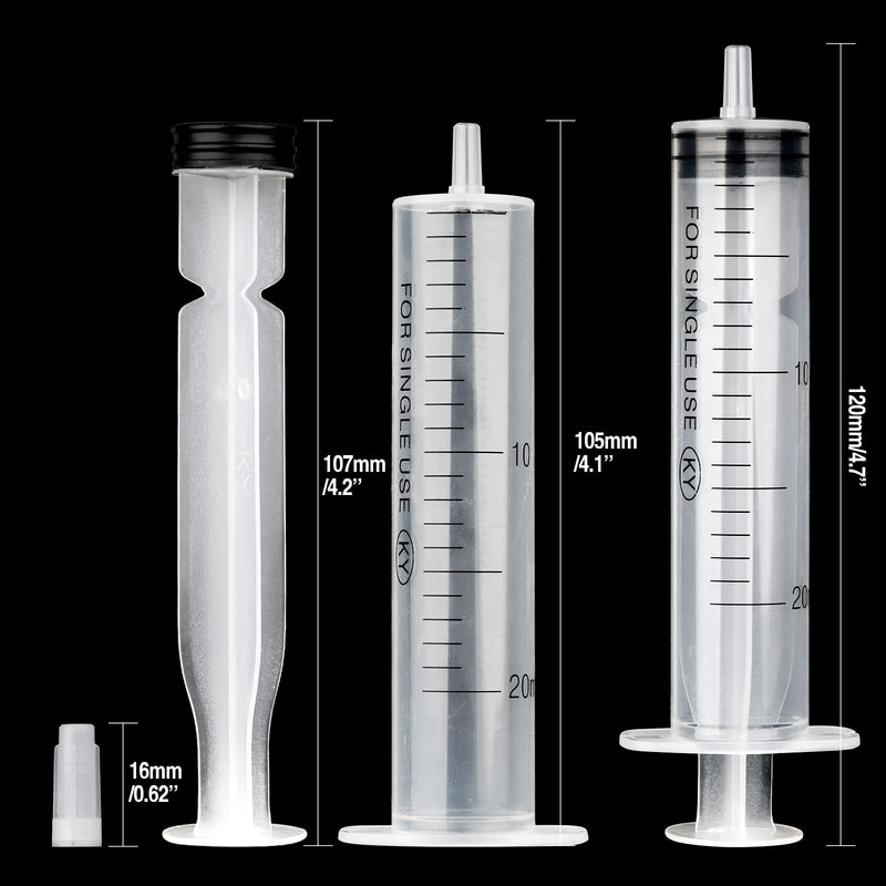 20 ml syringes 8 packs, slanted mouth plastic syringe, disposable syringes with cap, individually packaged sterile syringes for animal feeding, liquid measurement syringes for lab cosmetics motor oil