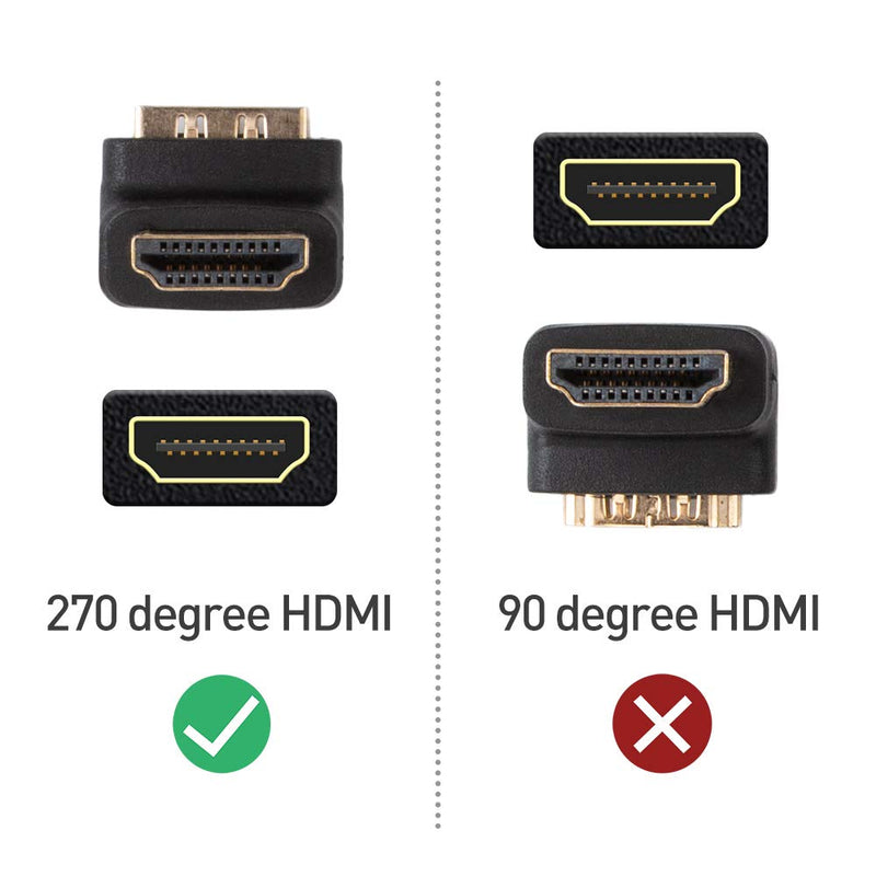Cable Matters 2-Pack Right Angle HDMI Adapter (270 Degree HDMI Right Angle) with 4K and HDR Support
